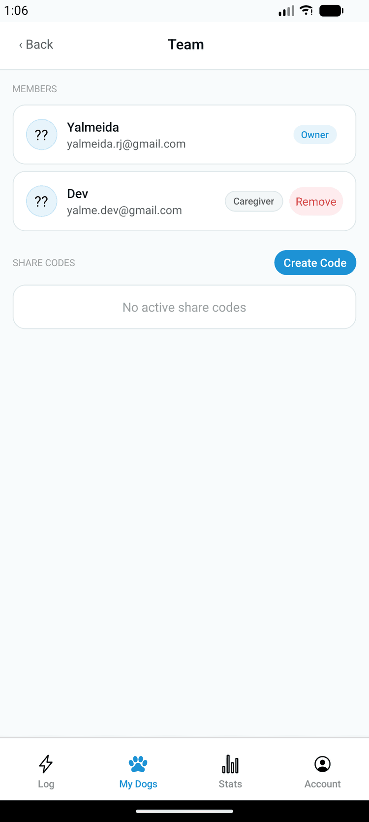 NerdyPup team screen